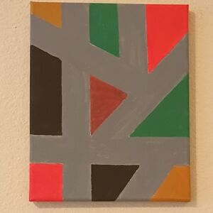 Handpainted Geometric Abstract Art Original Painting Signed 8x10"